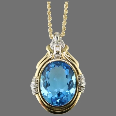 14K ο κύκλος έκοψε μπλε Topaz και το κρεμαστό κόσμημα διαμαντιών ενισχύει για τις γυναίκες