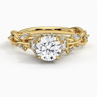 Δαχτυλίδι 1/4 CT TW διαμαντιών γύρω από το κίτρινο χρυσό γαμήλιο δαχτυλίδι 9K