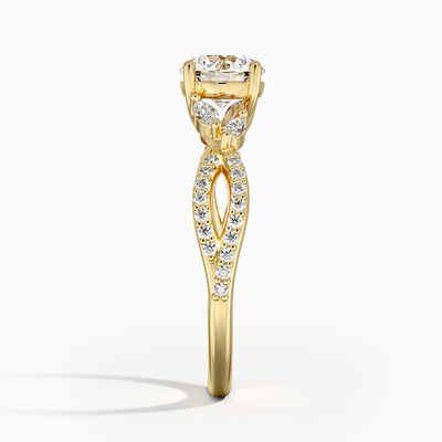Δαχτυλίδι αρραβώνων διαμαντιών ιτιών Luxe (1/4 CT. TW.) Με 0,75 καράτια γύρω από το διαμάντι με το χρυσό 9K