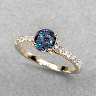 Εξαιρετικό ασημένιο συνθετικό Alexandrite πέτρινο κόσμημα 925, δημιουργημένα Alexandrite εργαστήριο δαχτυλίδια 8MM