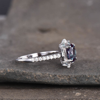 Εξαιρετικό ασημένιο συνθετικό Alexandrite πέτρινο κόσμημα 925, δημιουργημένα Alexandrite εργαστήριο δαχτυλίδια 8MM