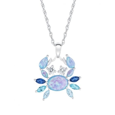 Το δημιουργημένο Opal/δημιουργημένο κρεμαστό κόσμημα ζωής θάλασσας σαπφείρου, δημιούργησε το τρελλό κρεμαστό κόσμημα καβουριών Topaz