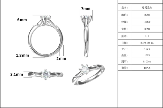 Χονδρικό κόσμημα 925 Moissanite εξαιρετική ασημένια δέσμευση δαχτυλιδιών Moissanite συνήθειας