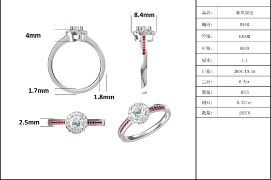 Κύρια πέτρινη στρογγυλή περικοπή 9k Moissanite 925 σχεδίων ασημένιο δαχτυλίδι γυναικών