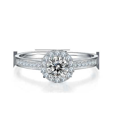 Κύρια πέτρινη στρογγυλή περικοπή 9k Moissanite 925 σχεδίων ασημένιο δαχτυλίδι γυναικών