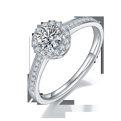 Κύρια πέτρινη στρογγυλή περικοπή 9k Moissanite 925 σχεδίων ασημένιο δαχτυλίδι γυναικών