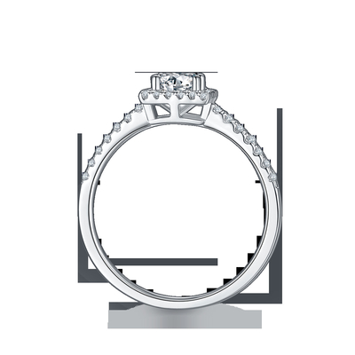 Τα άσπρα μεγαλείου διαμάντια Moissanite σχεδίου συνήθειας τετραγωνικά στρώνουν τη δέσμευση για το δαχτυλίδι γυναικών