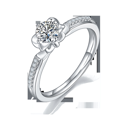 Μοναδική 14KN Moissanite περικοπών λουλουδιών άσπρη χρυσή δέσμευση Moissanite δαχτυλιδιών δαχτυλιδιών αρραβώνων   Δαχτυλίδι