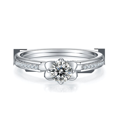 Μοναδική 14KN Moissanite περικοπών λουλουδιών άσπρη χρυσή δέσμευση Moissanite δαχτυλιδιών δαχτυλιδιών αρραβώνων   Δαχτυλίδι