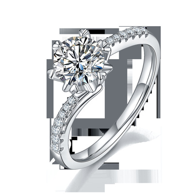 1.30CT άσπρο δαχτυλίδι γυναικών δέσμευσης κοσμήματος Platineve CZ Moissanite και σαπφείρου
