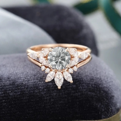 Το ασημένιο δαχτυλίδι Moissanite κοσμήματος 925 αυξήθηκε χρυσό γκρίζο καθορισμένο κομμένο ο Marquise νυφικό δαχτυλίδι δαχτυλιδιών αρραβώνων Moissanite