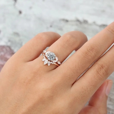 Το ασημένιο δαχτυλίδι Moissanite κοσμήματος 925 αυξήθηκε χρυσό γκρίζο καθορισμένο κομμένο ο Marquise νυφικό δαχτυλίδι δαχτυλιδιών αρραβώνων Moissanite