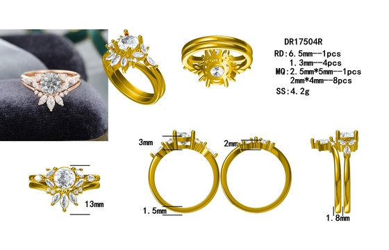 Το ασημένιο δαχτυλίδι Moissanite κοσμήματος 925 αυξήθηκε χρυσό γκρίζο καθορισμένο κομμένο ο Marquise νυφικό δαχτυλίδι δαχτυλιδιών αρραβώνων Moissanite