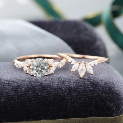 Το ασημένιο δαχτυλίδι Moissanite κοσμήματος 925 αυξήθηκε χρυσό γκρίζο καθορισμένο κομμένο ο Marquise νυφικό δαχτυλίδι δαχτυλιδιών αρραβώνων Moissanite