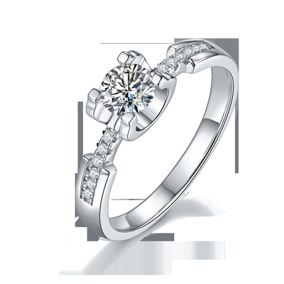 Άσπρο γαμήλιο δαχτυλίδι Sytle CZ συνήθειας Moissanite μινιμαλιστικό για τις γυναίκες