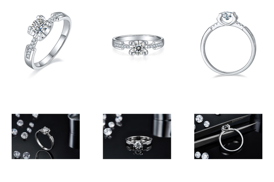 Άσπρο γαμήλιο δαχτυλίδι Sytle CZ συνήθειας Moissanite μινιμαλιστικό για τις γυναίκες