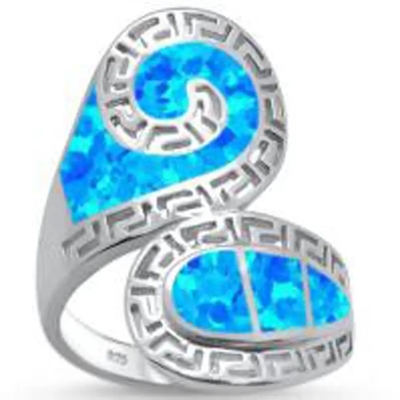 Μπλε Opal ελληνικό βασικό μπλε Opal κόσμημα δαχτυλιδιών 925 σχεδίου Wraparound στερεό εξαιρετικό ασημένιο για τα άτομα