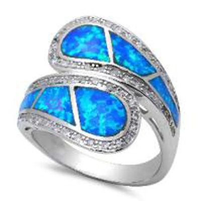 Μπλε Opal ελληνικό βασικό μπλε Opal κόσμημα δαχτυλιδιών 925 σχεδίου Wraparound στερεό εξαιρετικό ασημένιο για τα άτομα