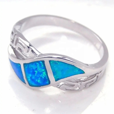 Μπλε Opal ελληνικό βασικό χειροποίητο Opal κόσμημα δαχτυλιδιών 925 σχεδίου Wraparound εξαιρετικό ασημένιο για τις γυναίκες