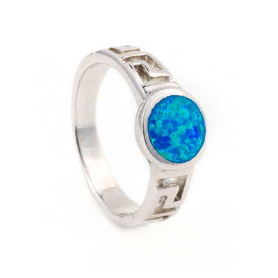Μπλε Opal ελληνικό βασικό χειροποίητο Opal κόσμημα δαχτυλιδιών 925 σχεδίου Wraparound εξαιρετικό ασημένιο για τις γυναίκες