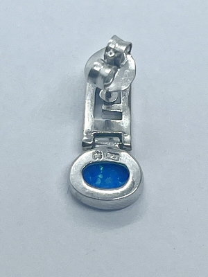 Το εξαιρετικό ασημένιο αναδρομικό μπλε Opal ελληνικό κλειδί σύγχρονου σχεδίου μαιάνδρου 925 ταλαντεύει το ποιοτικό κόσμημα σκουλαρικιών