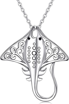 Πρόστιμο 925 ο εξαιρετικός ασημένιος Στινγκ Ray Bead με χάντρες Charms Pendant Necklace