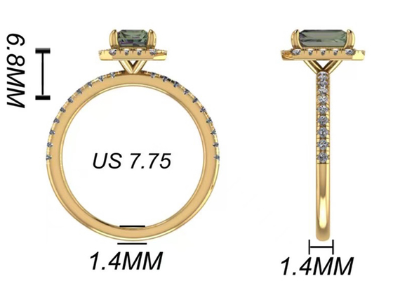 Στερεά χρυσά κοσμήματα OV6X8mm 14K, ορθογώνιο δαχτυλίδι αρραβώνων διαμαντιών 1,3 καρατιού