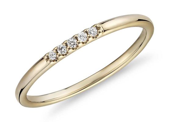 χρυσό δαχτυλίδι 2MM 0.05ct 5pcs 9K με το φυσικό διαμάντι για το ODM δέσμευσης