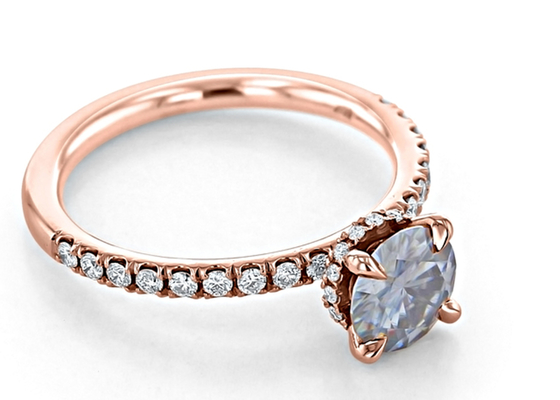 9K χρυσή υλική αυξημένη εργαστήριο Moissanite διάσταση χρώματος 1ct 5pcs δαχτυλιδιών ασημένια γκρίζα