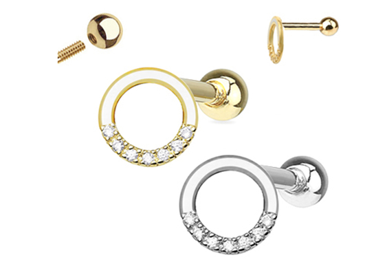 χρυσά σκουλαρίκια χόνδρου διαμαντιών 0.126ct 14k, διαπεραστικός cOem σκουλαρικιών ελίκων 14pcs