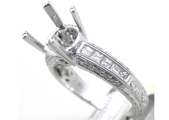 Το Dia 3x3mm 1.08Ct ημι τοποθετεί το ODM δαχτυλιδιών κοσμήματος για το άσπρο χρυσό υλικό δέσμευσης 18k