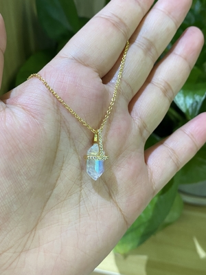 Εξαγωνικό φυσικό περιδέραιο Moonstone, χρυσό μήκος περιδεραίων 14inch αλυσίδων καλωδίων 14k