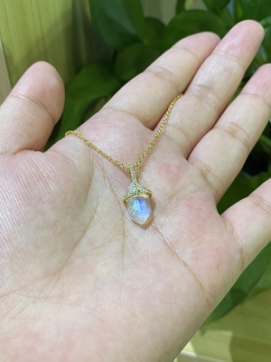 Εξαγωνικό φυσικό περιδέραιο Moonstone, χρυσό μήκος περιδεραίων 14inch αλυσίδων καλωδίων 14k