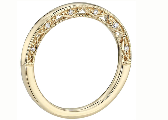 0.12ct μικροσκοπικό κίτρινο χρυσό κόσμημα 14K, ΠΡΏΗΝ ODM περικοπών κίτρινων χρυσών ζωνών διαμαντιών γαμήλιων
