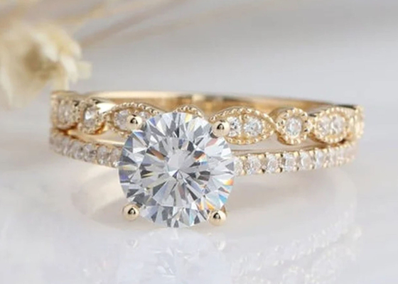 18K άσπρος χρυσός ODM γαμήλιων δαχτυλιδιών 1.25CT 6.5mm δέσμευσης διαμαντιών