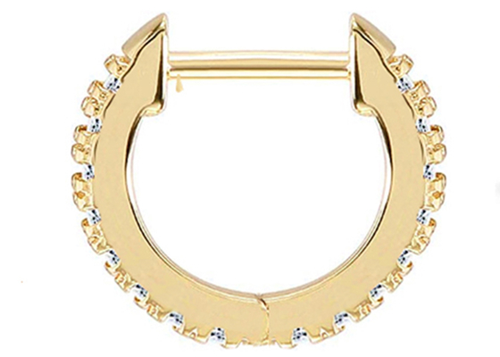 να διαπερνήσει σώματος 14k 0.2ct χρυσή μορφή 8mm στεφανών σκουλαρικιών κοσμήματος ODM για τα κορίτσια γυναικών