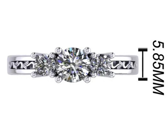 στερεά χρυσά κοσμήματα 0.8ct 14k, Prong που θέτουν το διαμάντι τρία RD5.85mm πέτρινο δαχτυλίδι