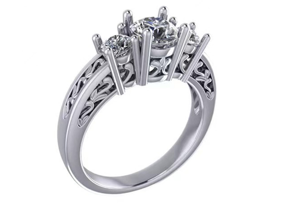 στερεά χρυσά κοσμήματα 0.8ct 14k, Prong που θέτουν το διαμάντι τρία RD5.85mm πέτρινο δαχτυλίδι