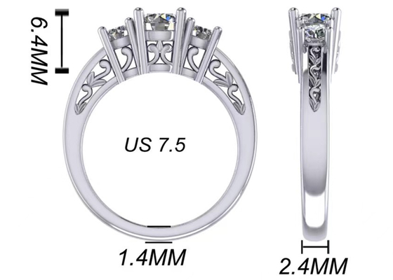 στερεά χρυσά κοσμήματα 0.8ct 14k, Prong που θέτουν το διαμάντι τρία RD5.85mm πέτρινο δαχτυλίδι