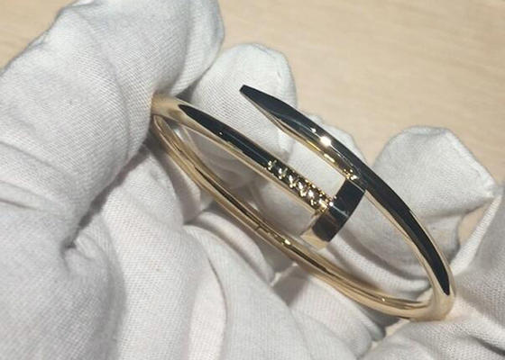 Πλάτος 3.5mm κίτρινο χρυσό βραχιόλι 18k, βραχιόλι των Η.Ε Clou Juste για τη δέσμευση