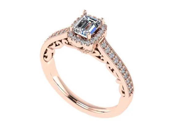 τα στερεά χρυσά κοσμήματα 0.8ct 14K, αυξήθηκαν χρυσό δαχτυλίδι αρραβώνων καθορισμένο RA5.6×4.5MM