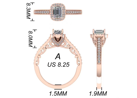 τα στερεά χρυσά κοσμήματα 0.8ct 14K, αυξήθηκαν χρυσό δαχτυλίδι αρραβώνων καθορισμένο RA5.6×4.5MM