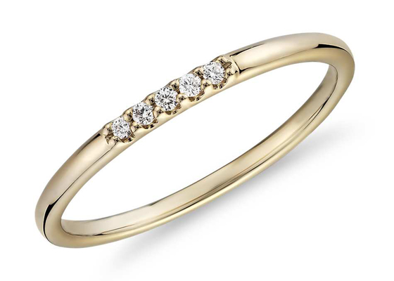 Φίνο κίτρινο χρυσό κόσμημα 14K, που ταιριάζει με συσσωρεύοντας το ODM cOem δαχτυλιδιών ζωνών διαμαντιών 0.05ct