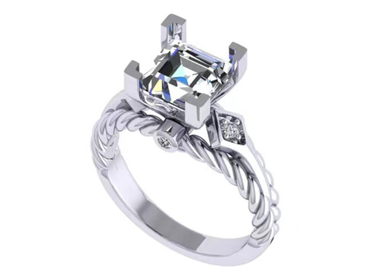 Χρυσή περικοπή πριγκηπισσών δαχτυλιδιών 14K υπόσχεσης πολύτιμων λίθων διαμαντιών Moissanite
