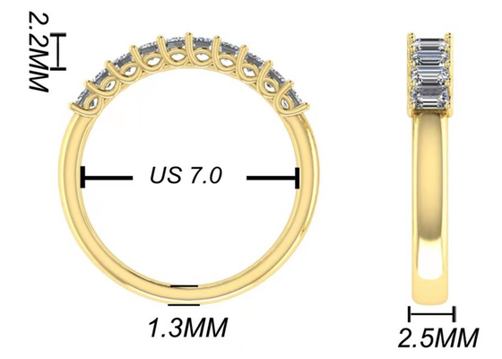 10pcs το διαμάντι 18k αυξήθηκε χρυσό δαχτυλίδι 3.0×2.0mm EM που κόπηκε για την επέτειο