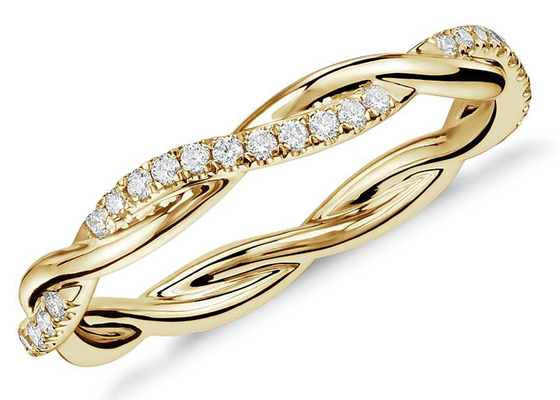 0.44ct κίτρινο χρυσό κόσμημα 3.8mm4.3mm συνδέσεων 14K συστροφής θέτοντας τύπος νυχιών μεγέθους ζωνών