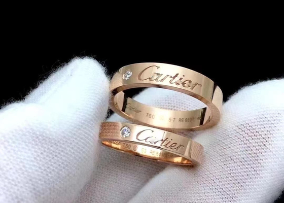 στερεό χρυσό δαχτυλίδι κοσμημάτων 0.12ct 18K με το φυσικό διαμάντι 3.6mm πλάτος