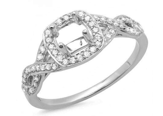 0.38ct 1.3mm άσπρος χρυσός ημι 14k τοποθετούν το μαξιλάρι δαχτυλιδιών που κόβεται για τα γενέθλια
