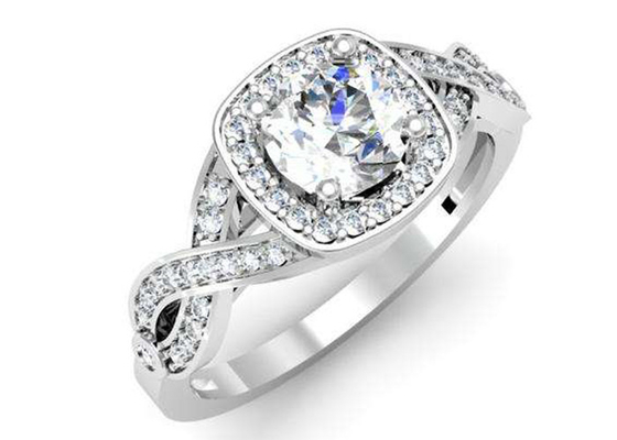 0.38ct 1.3mm άσπρος χρυσός ημι 14k τοποθετούν το μαξιλάρι δαχτυλιδιών που κόβεται για τα γενέθλια