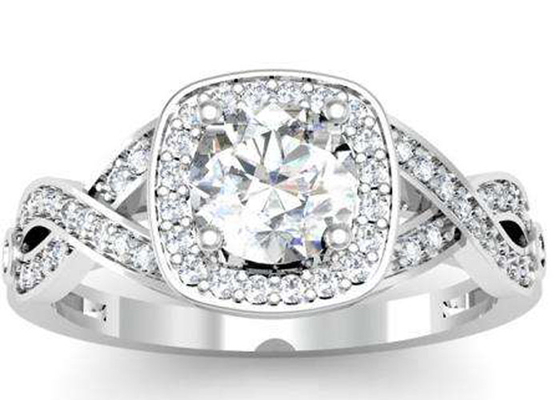 0.38ct 1.3mm άσπρος χρυσός ημι 14k τοποθετούν το μαξιλάρι δαχτυλιδιών που κόβεται για τα γενέθλια